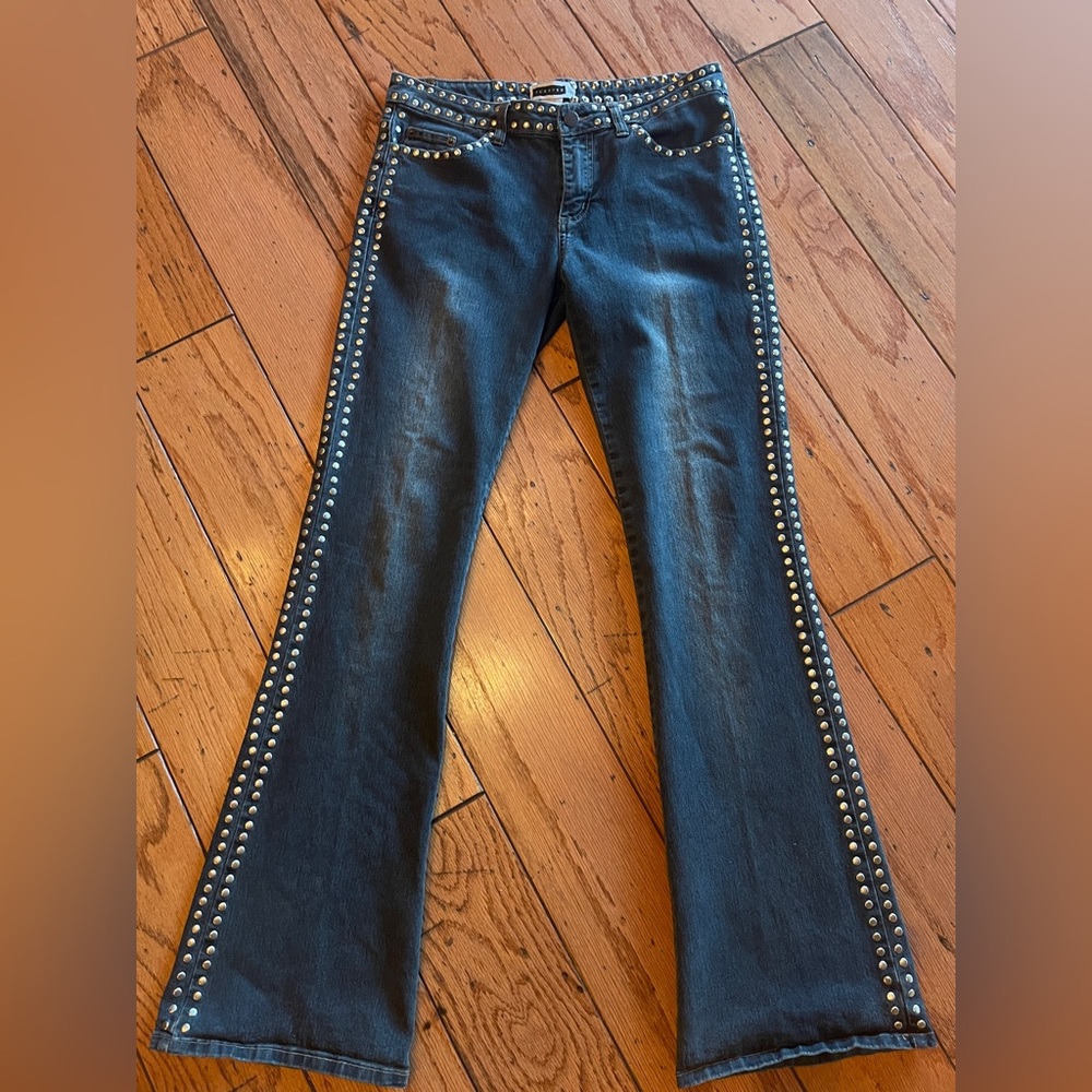 Forever 21 Studded Dark Blue Flare Jeans